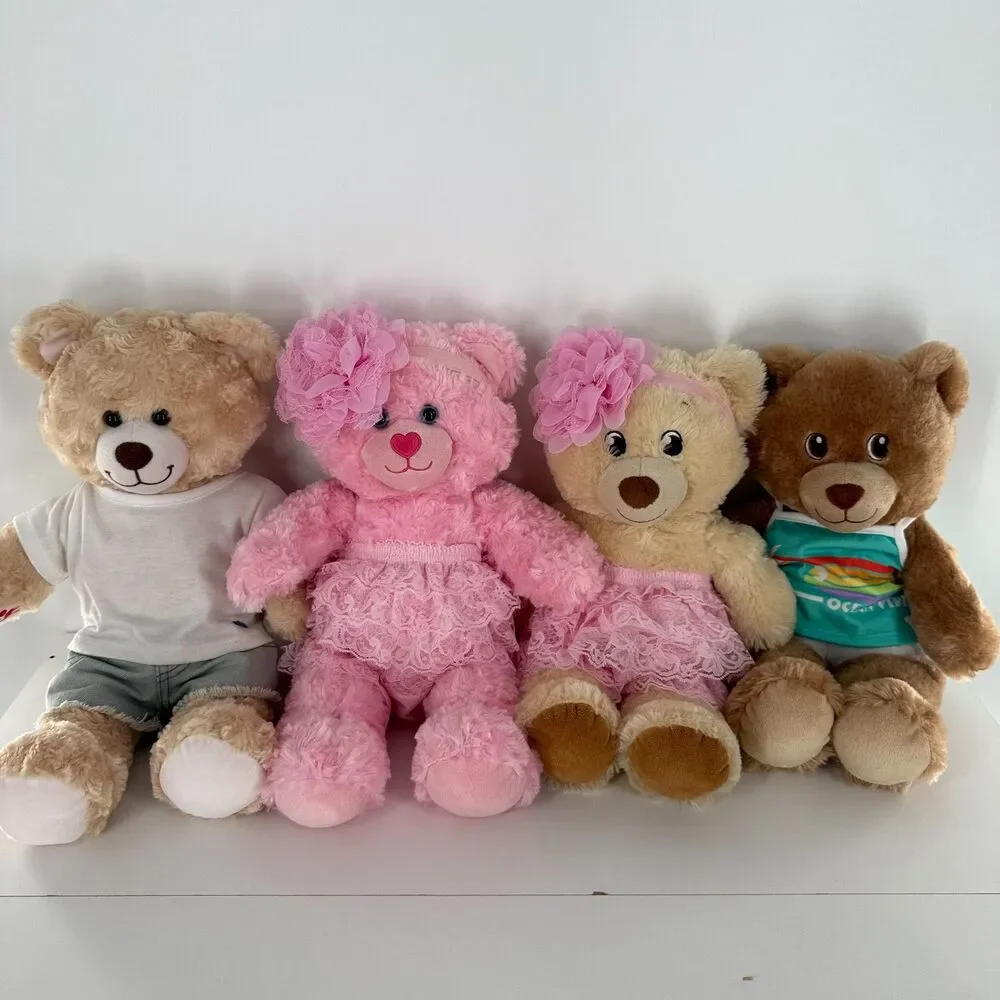 Build A Bear Pink Teddy Bear Plush Stuffed Animal BABW 16” Heart Nose Cute - Picture 11 of 14